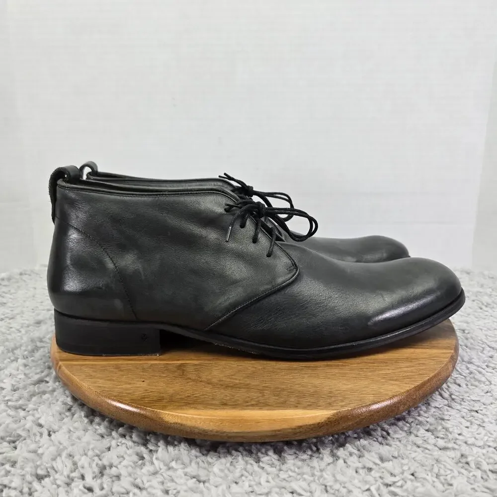 John Varvatos Mens 13 Gray Leather Casual Daily Handmade in Italy Chukka Boots